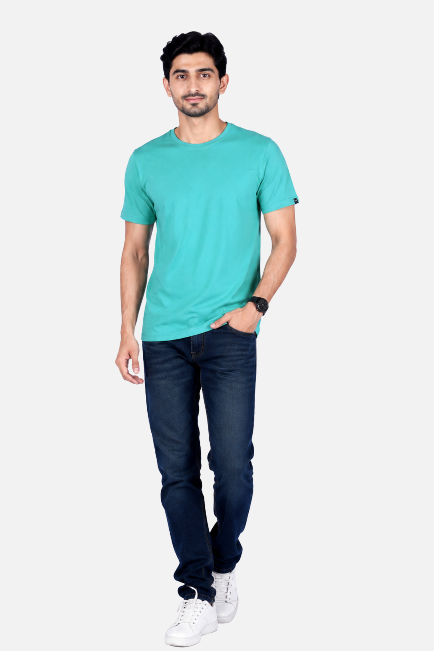 Zavrariq Men's Solid Cotton Round Neck Half Sleeve T-Shirt – Deep Oxford