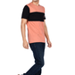 ZAVRARIQ Men's Color Block Cotton T-Shirt – Half Sleeve Round Neck | Peach & Black