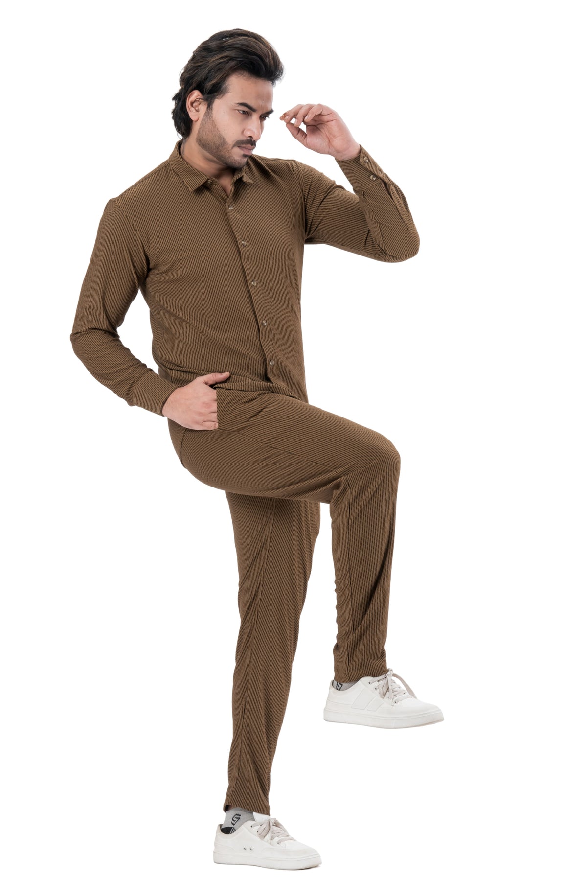 Men's Brown Full Sleeve Co-Ord Set | Casual Premium Outfit | ZEVRARIQ