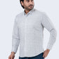 Men's White Checked Full Sleeve Casual Shirt | Regular Fit Cotton Blend | ZEVRARIQ