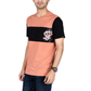 ZAVRARIQ Men's Color Block Cotton T-Shirt – Half Sleeve Round Neck | Peach & Black