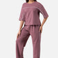 Zavrariq Women's Round Neck Oversized Crop Top & Wide Leg Pants Co-ord Set | Casual Lounge Wear