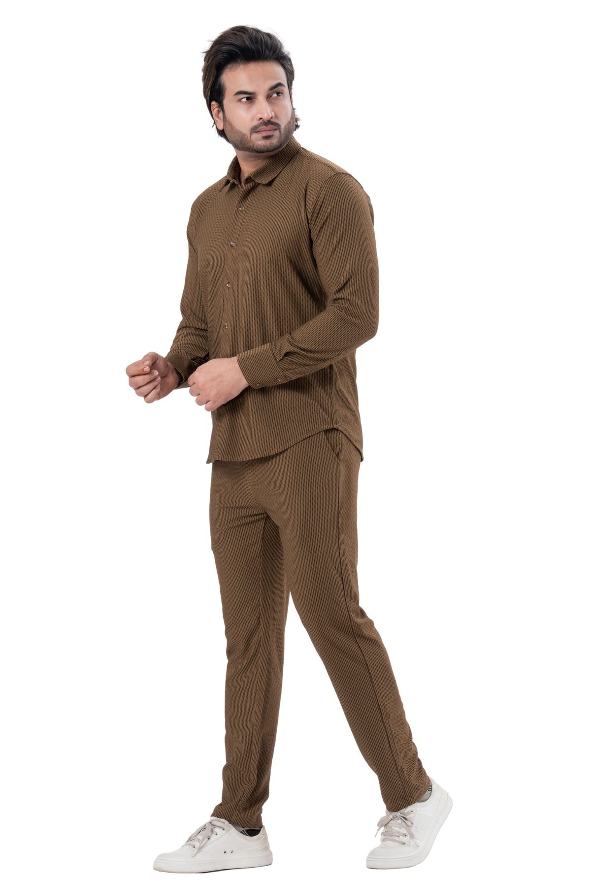 Men's Brown Full Sleeve Co-Ord Set | Casual Premium Outfit | ZEVRARIQ