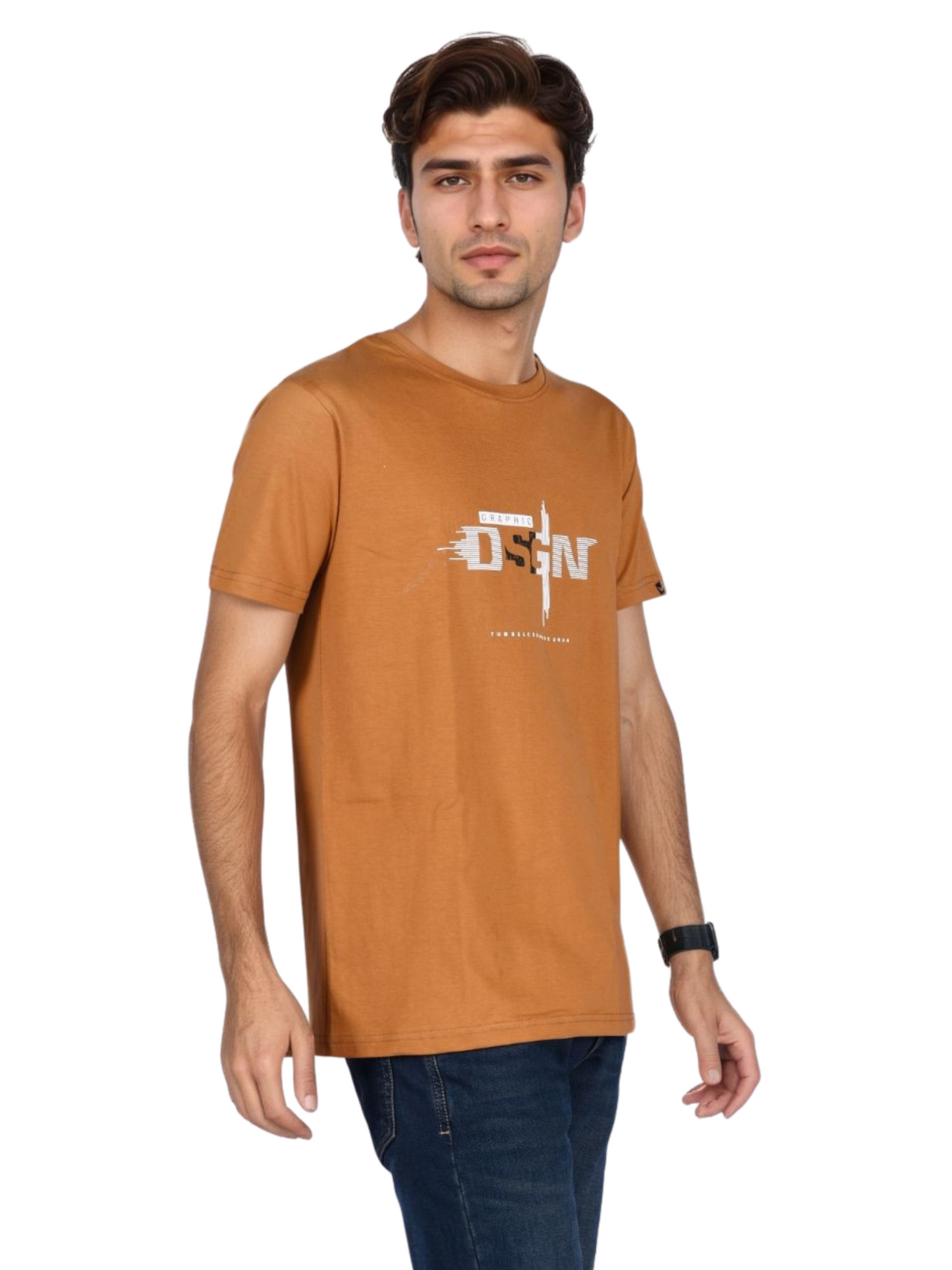 ZAVRARIQ Men's Premium Cotton Graphic Print T-Shirt – Half Sleeve | Brown