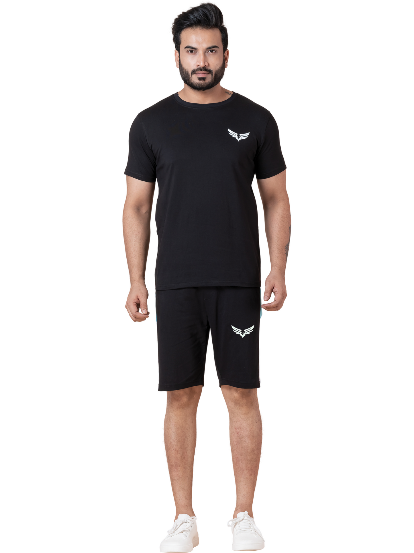 ZAVRARIQ Men's Sports T-Shirt & Shorts Co-Ord Set – Premium Cotton | Black