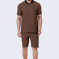 ZAVRARIQ Men's Premium Polo T-Shirt & Shorts Co-Ord Set – Polyester | Coffee Brown