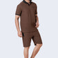 ZAVRARIQ Men's Premium Polo T-Shirt & Shorts Co-Ord Set – Polyester | Coffee Brown