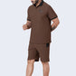 ZAVRARIQ Men's Premium Polo T-Shirt & Shorts Co-Ord Set – Polyester | Coffee Brown