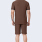 ZAVRARIQ Men's Premium Polo T-Shirt & Shorts Co-Ord Set – Polyester | Coffee Brown