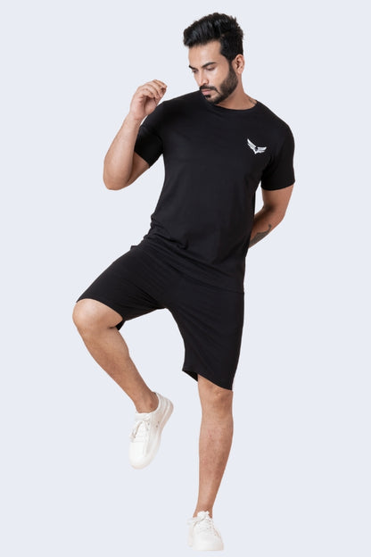 ZAVRARIQ Men's Sports T-Shirt & Shorts Co-Ord Set – Premium Cotton | Black