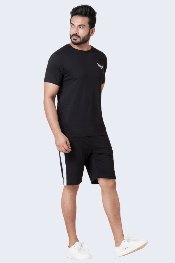ZAVRARIQ Men's Sports T-Shirt & Shorts Co-Ord Set – Premium Cotton | Black
