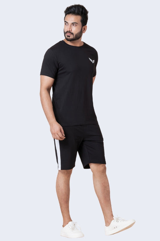 ZAVRARIQ Men's Sports T-Shirt & Shorts Co-Ord Set – Premium Cotton | Black