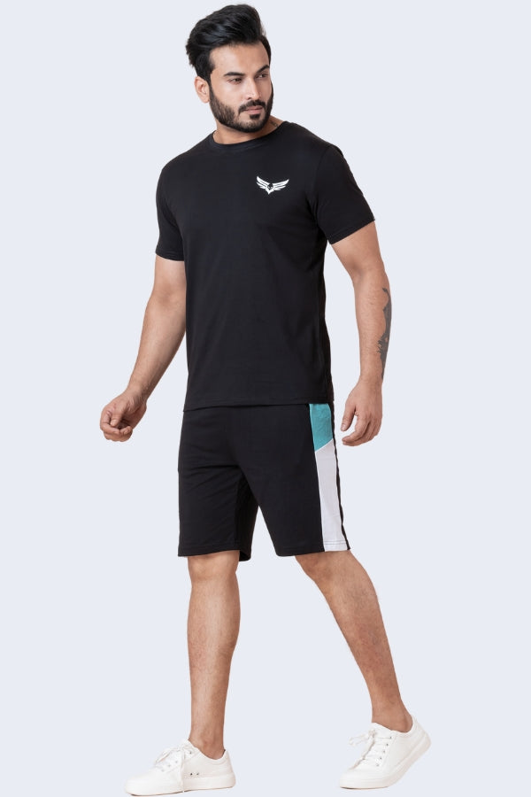 ZAVRARIQ Men's Sports T-Shirt & Shorts Co-Ord Set – Premium Cotton | Black