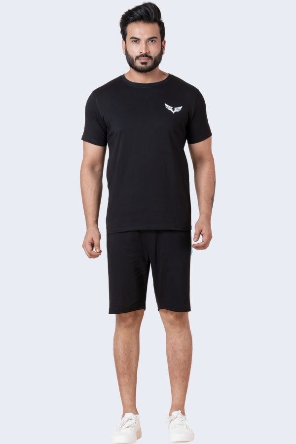 ZAVRARIQ Men's Sports T-Shirt & Shorts Co-Ord Set – Premium Cotton | Black