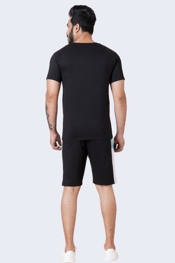ZAVRARIQ Men's Sports T-Shirt & Shorts Co-Ord Set – Premium Cotton | Black