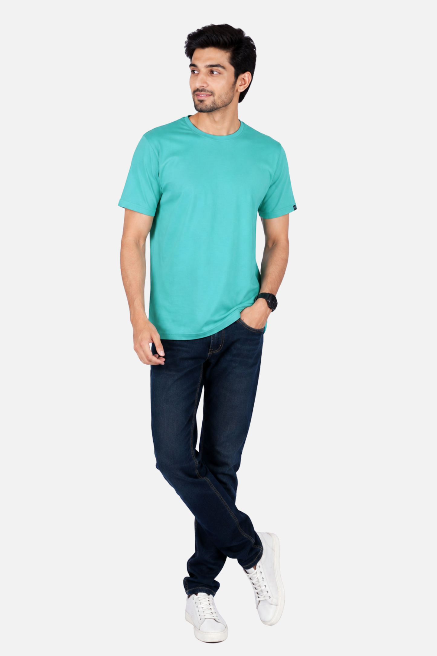 Zavrariq Men's Solid Cotton Round Neck Half Sleeve T-Shirt – Deep Oxford