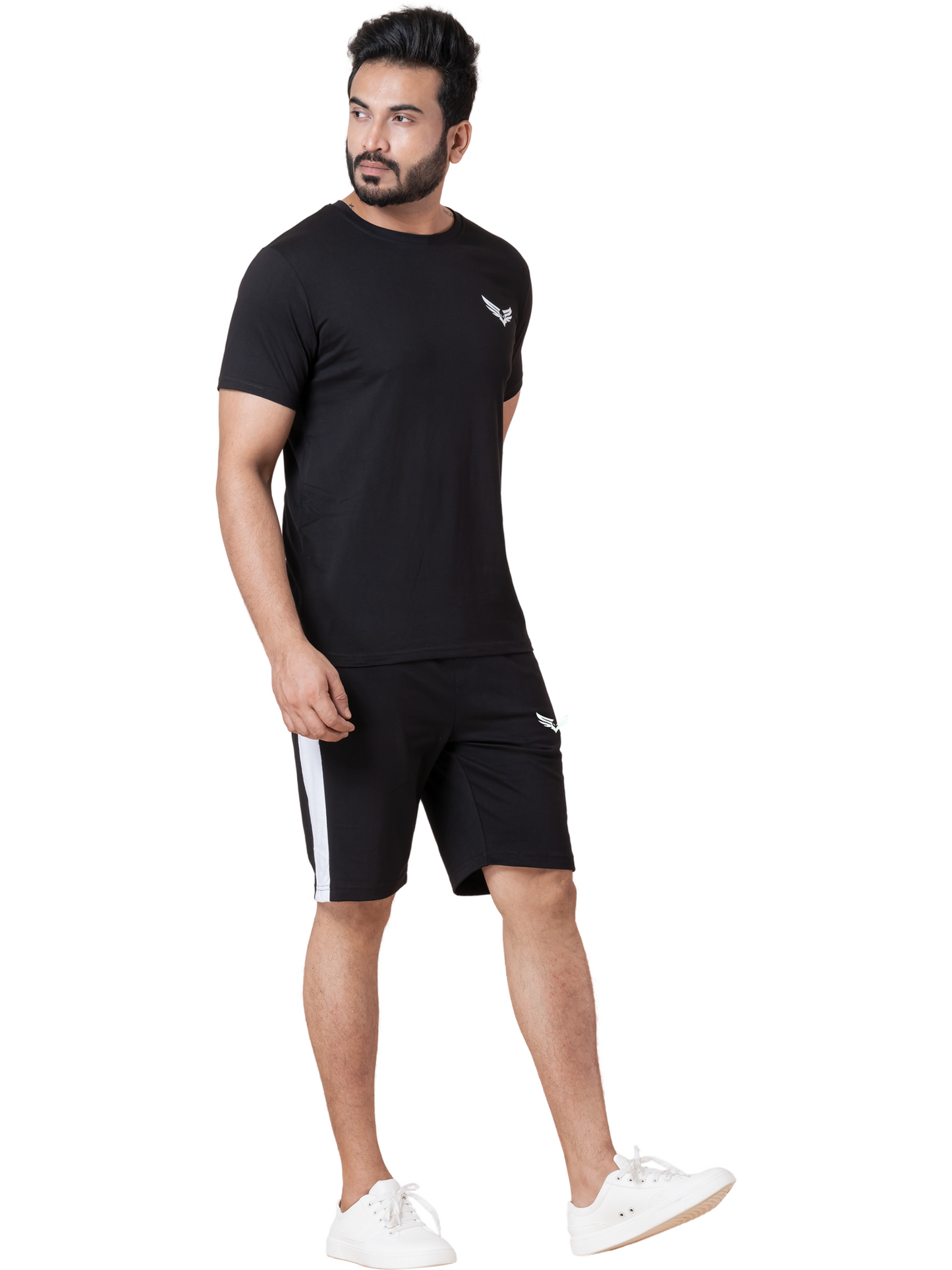 ZAVRARIQ Men's Sports T-Shirt & Shorts Co-Ord Set – Premium Cotton | Black