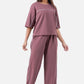 Zavrariq Women's Round Neck Oversized Crop Top & Wide Leg Pants Co-ord Set | Casual Lounge Wear