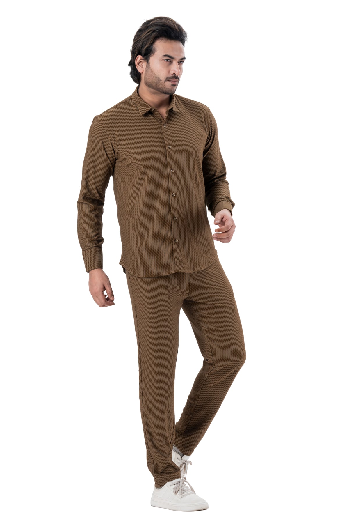 Men's Brown Full Sleeve Co-Ord Set | Casual Premium Outfit | ZEVRARIQ