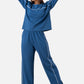 Zavrariq Women's Blue Round Neck Oversized Crop Top & Wide Leg Pants Co-ord Set