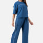 Zavrariq Women's Blue Round Neck Oversized Crop Top & Wide Leg Pants Co-ord Set