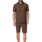 ZAVRARIQ Men's Premium Polo T-Shirt & Shorts Co-Ord Set – Polyester | Coffee Brown