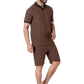 ZAVRARIQ Men's Premium Polo T-Shirt & Shorts Co-Ord Set – Polyester | Coffee Brown