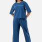Zavrariq Women's Blue Round Neck Oversized Crop Top & Wide Leg Pants Co-ord Set