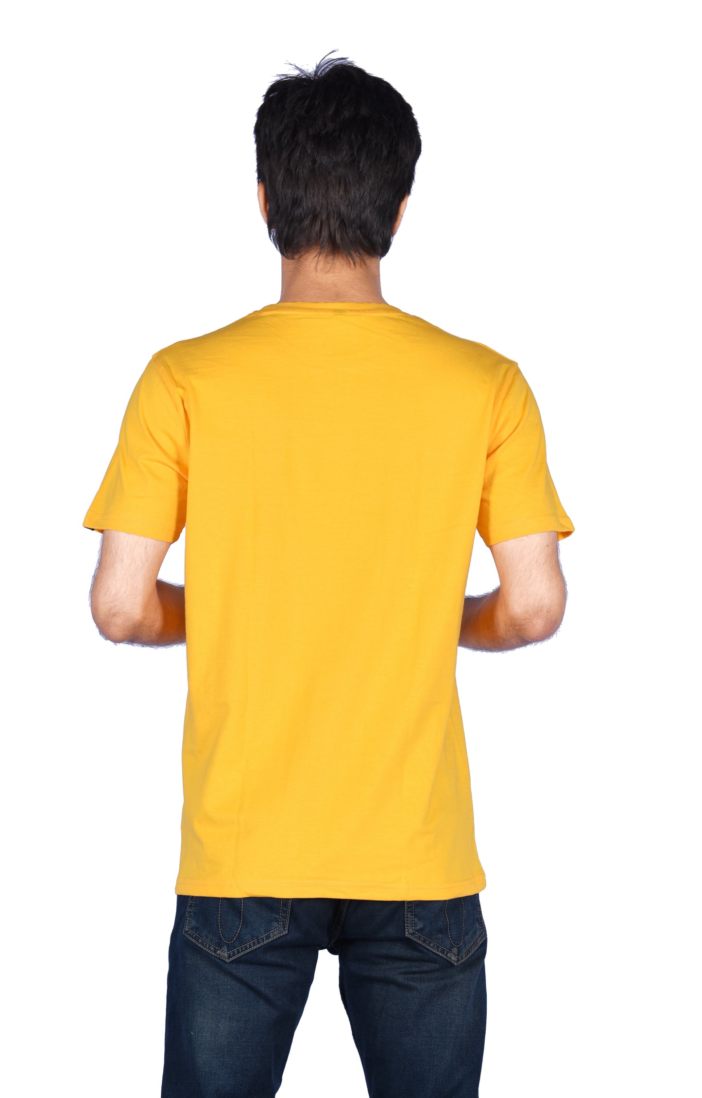 Men's Yellow Printed Cotton T-Shirt | Casual Half Sleeve Round Neck Tee