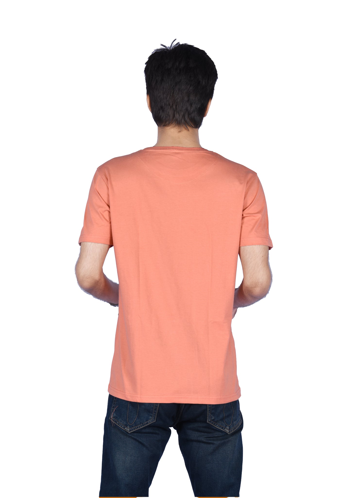 Men's Peach Cotton Graphic T-Shirt | Casual Half Sleeve Round Neck Tee