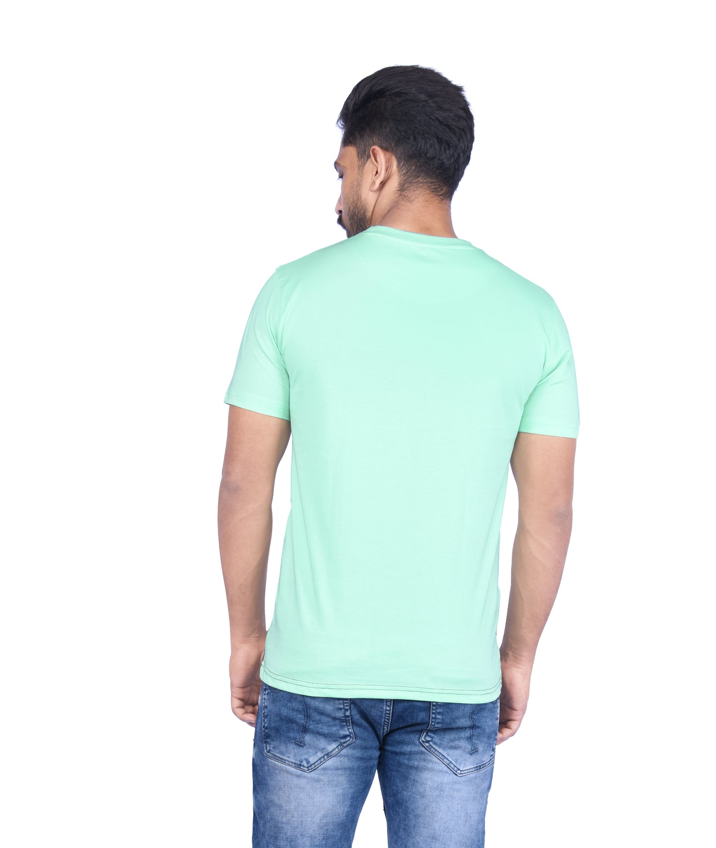 ZAVRARIQ Men's C Green Color Block Graphic Round Neck T-Shirt