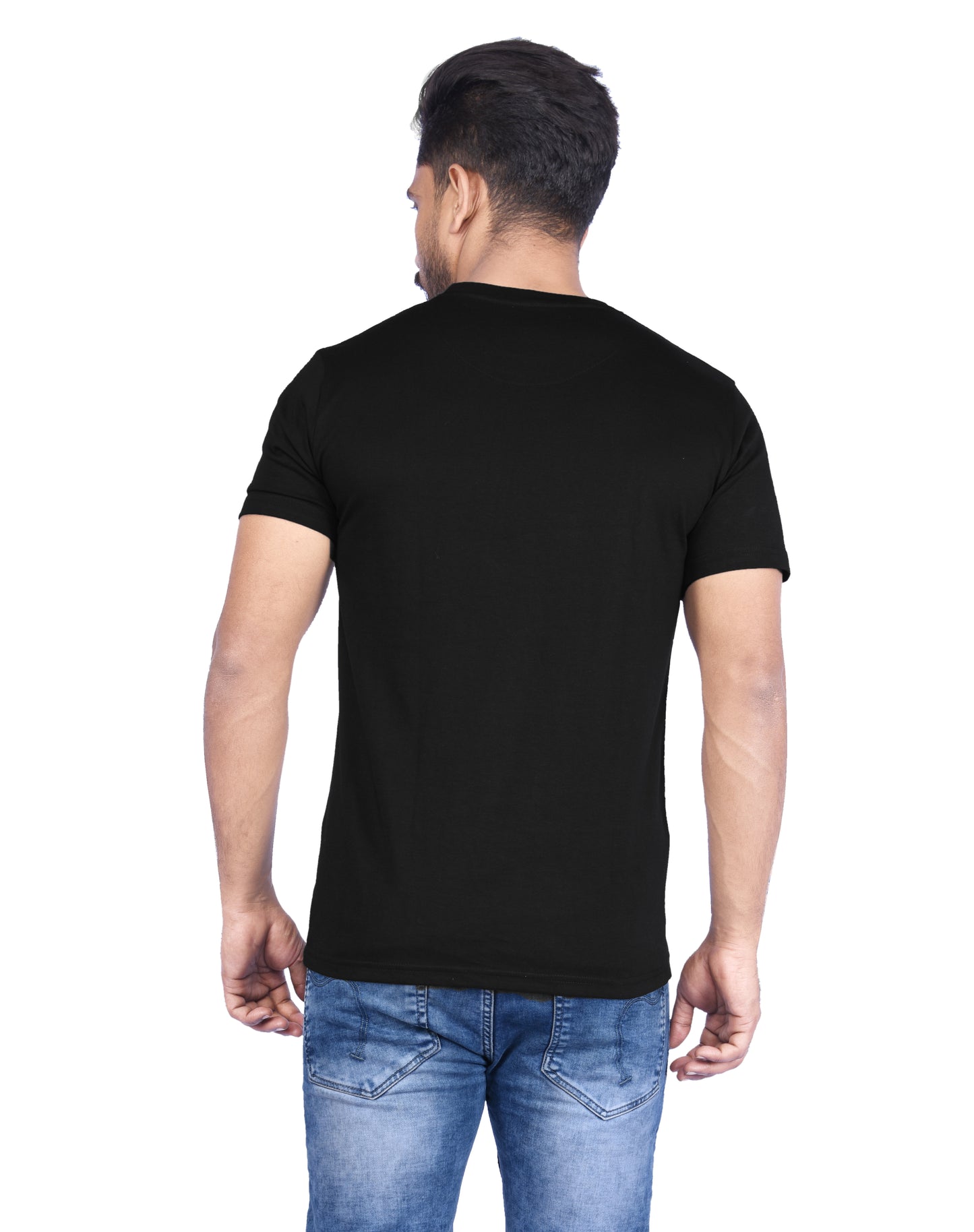 ZAVRARIQ Men's Black Half Sleeve Graphic Print Round Neck T-Shirt