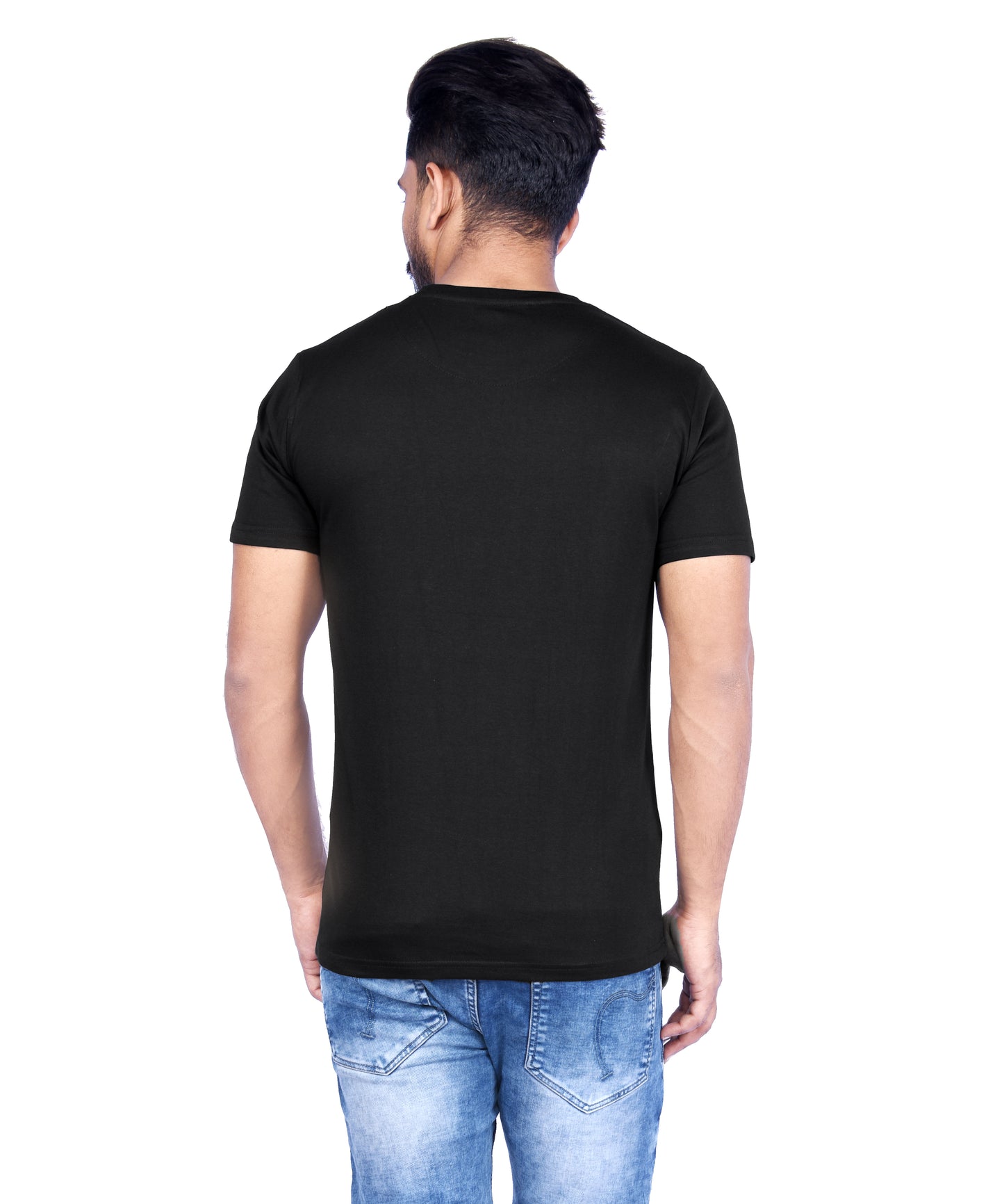 Zavrariq Men's Short Sleeve Printed Cotton T-Shirt | Regular Fit | Black